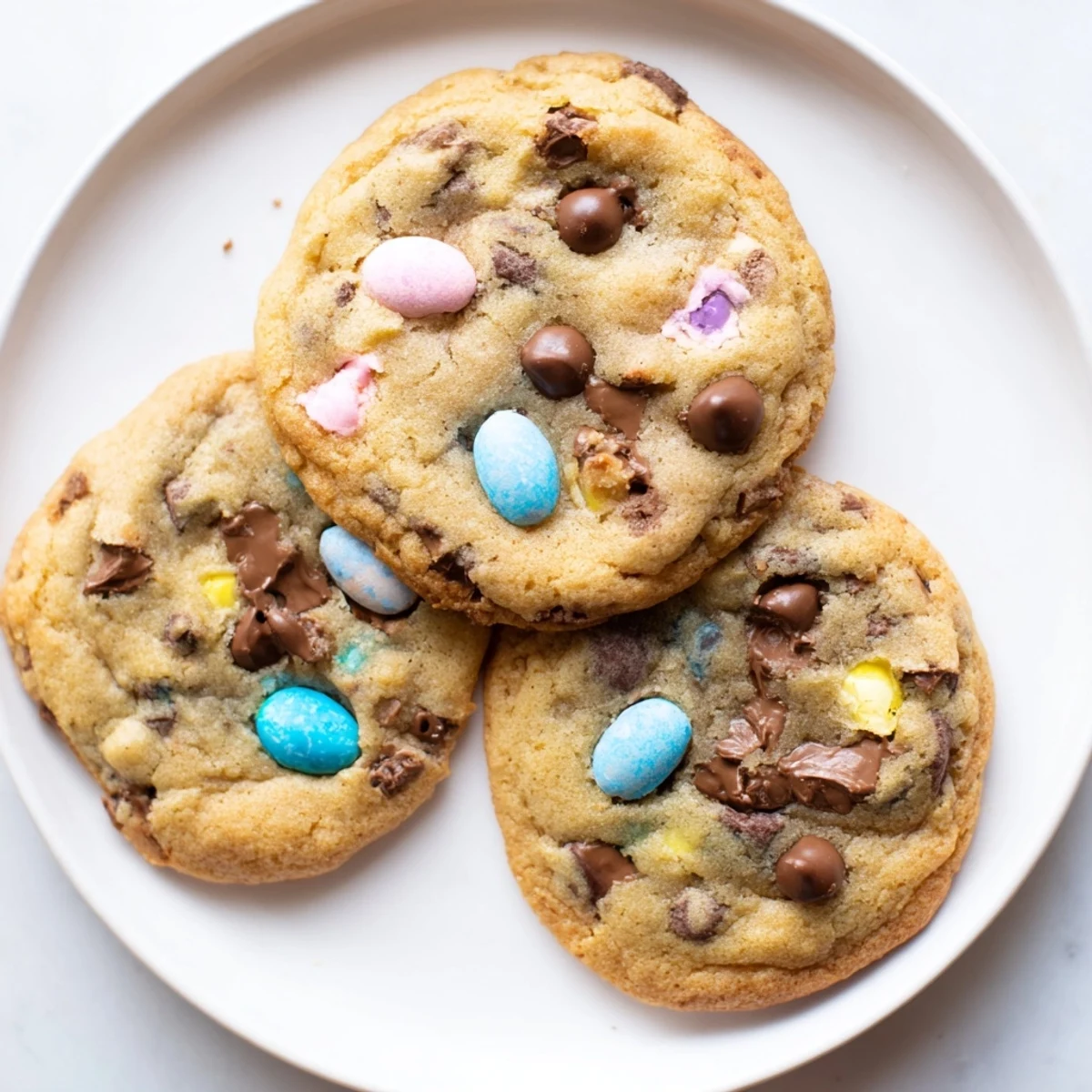 Chewy Cadbury Egg Cookies fresh from the oven on a wire rack