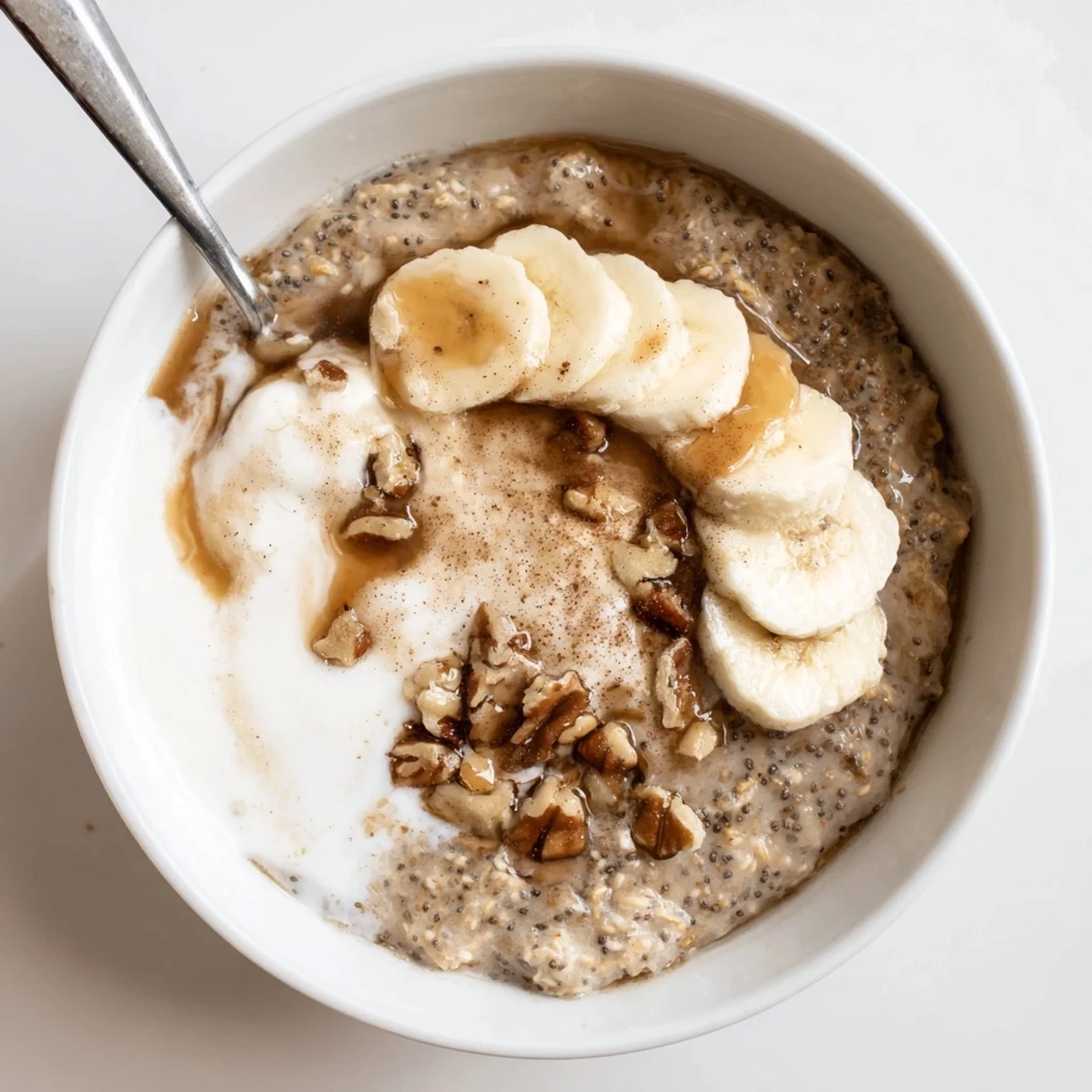 Creamy Brown Sugar Coffee Overnight Oats in mason jar, aromatic coffee scent.