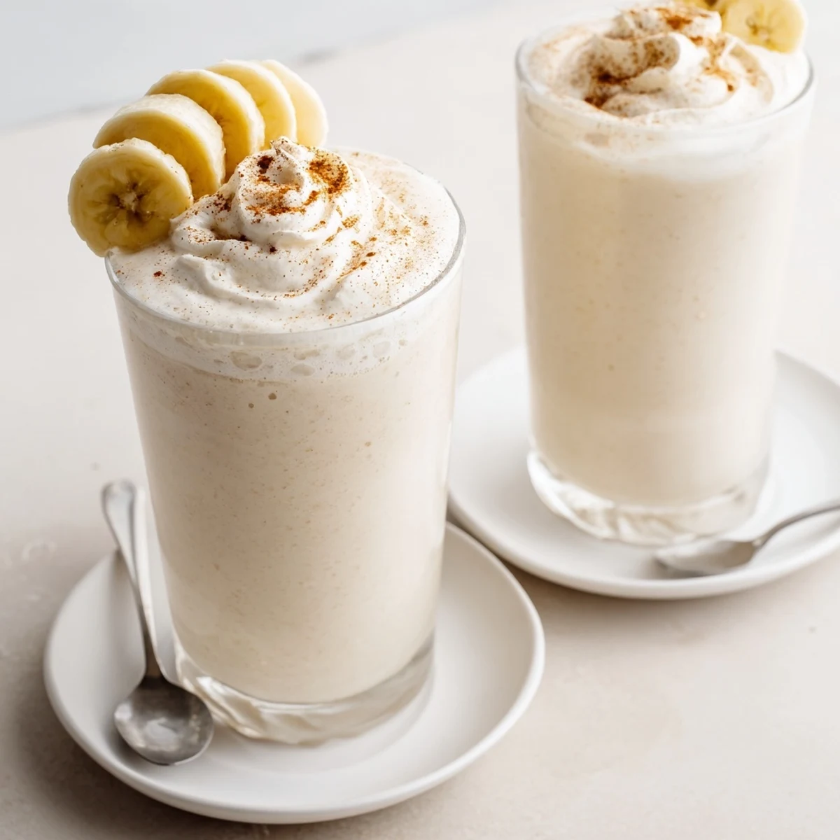 Silky Vanilla Banana Shake blended with cold milk, perfect for breakfast