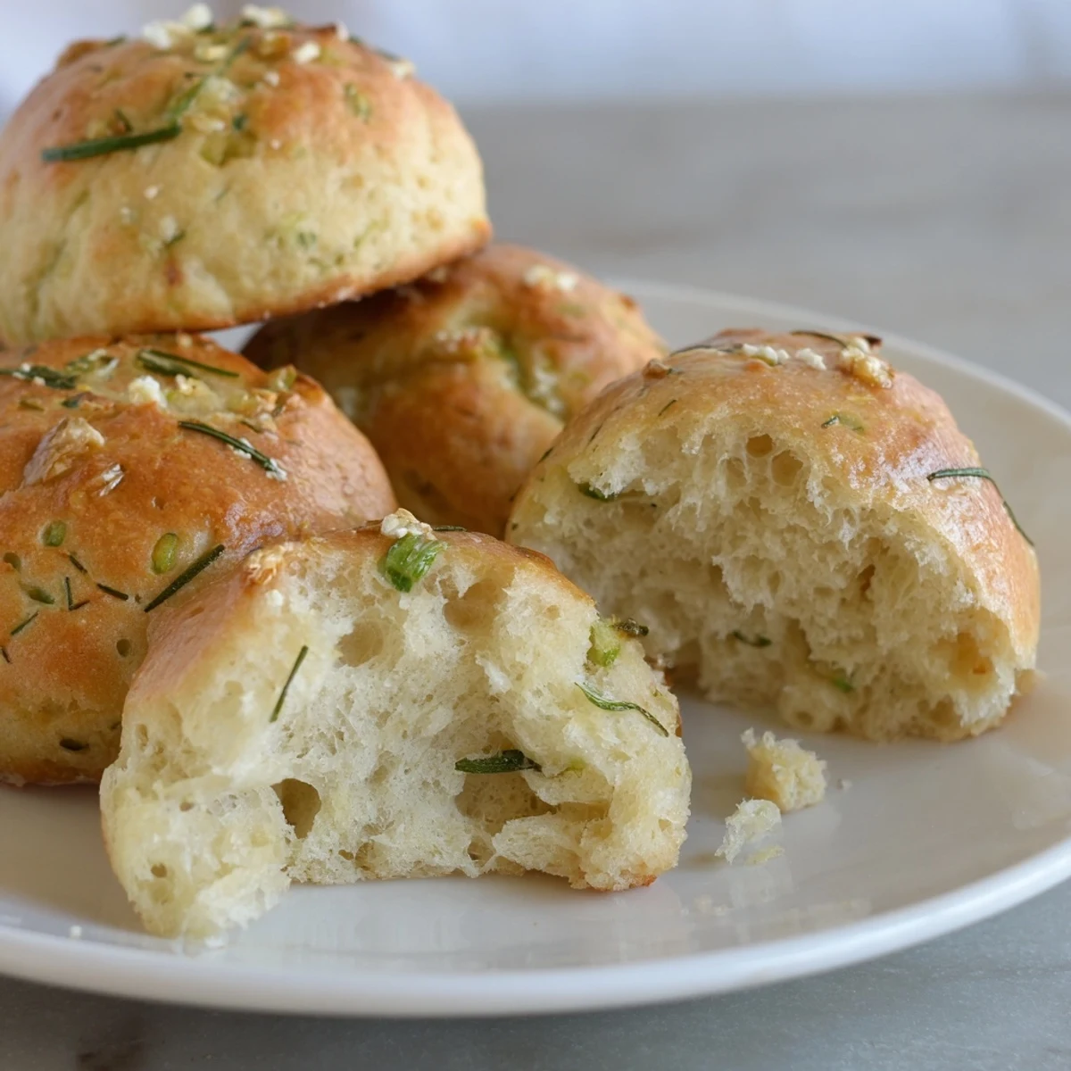 Fragrant Garlic Rosemary Focaccia Muffins, soft centers perfect for dipping into oil