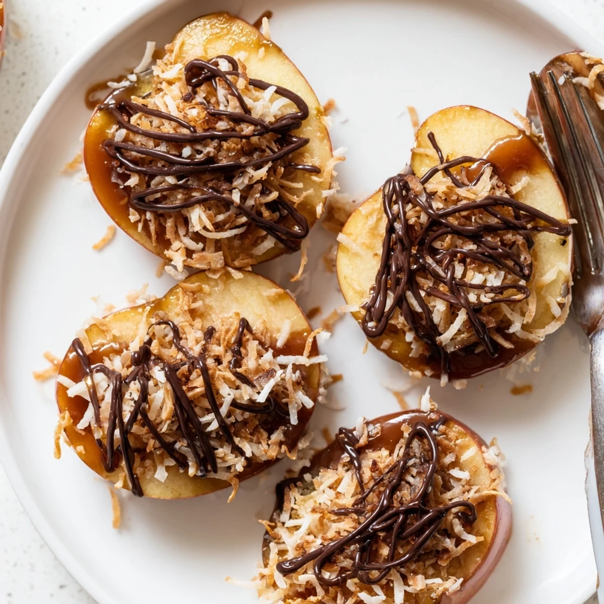Crisp Samoa Apple Slices arranged on parchment, sprinkled with flaky sea salt