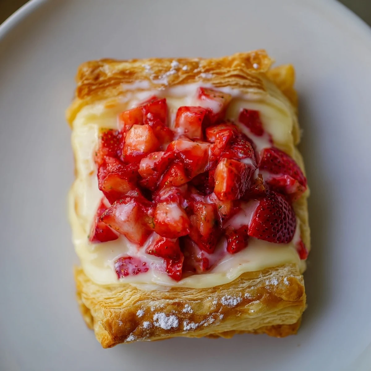 Flaky golden pastry filled with creamy cheese and strawberries, Strawberry Danish Recipe