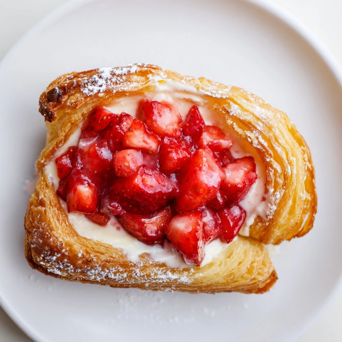 Strawberry Danish Recipe plated for brunch, buttery aroma, tart and sweet strawberry filling