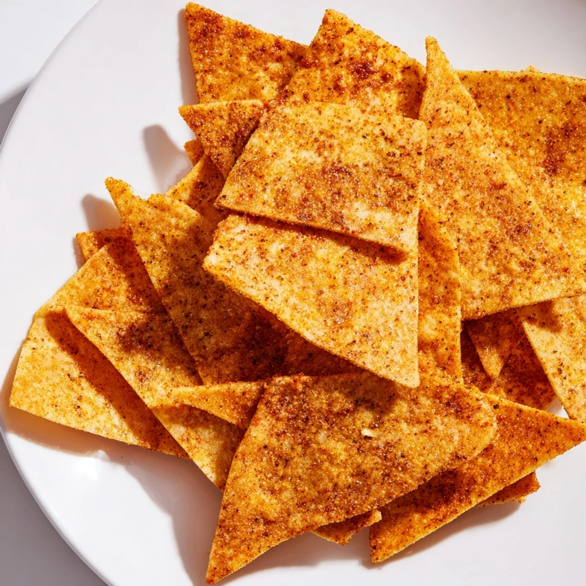 Golden crispy chickpea chips arranged on a wooden board ready for snacking