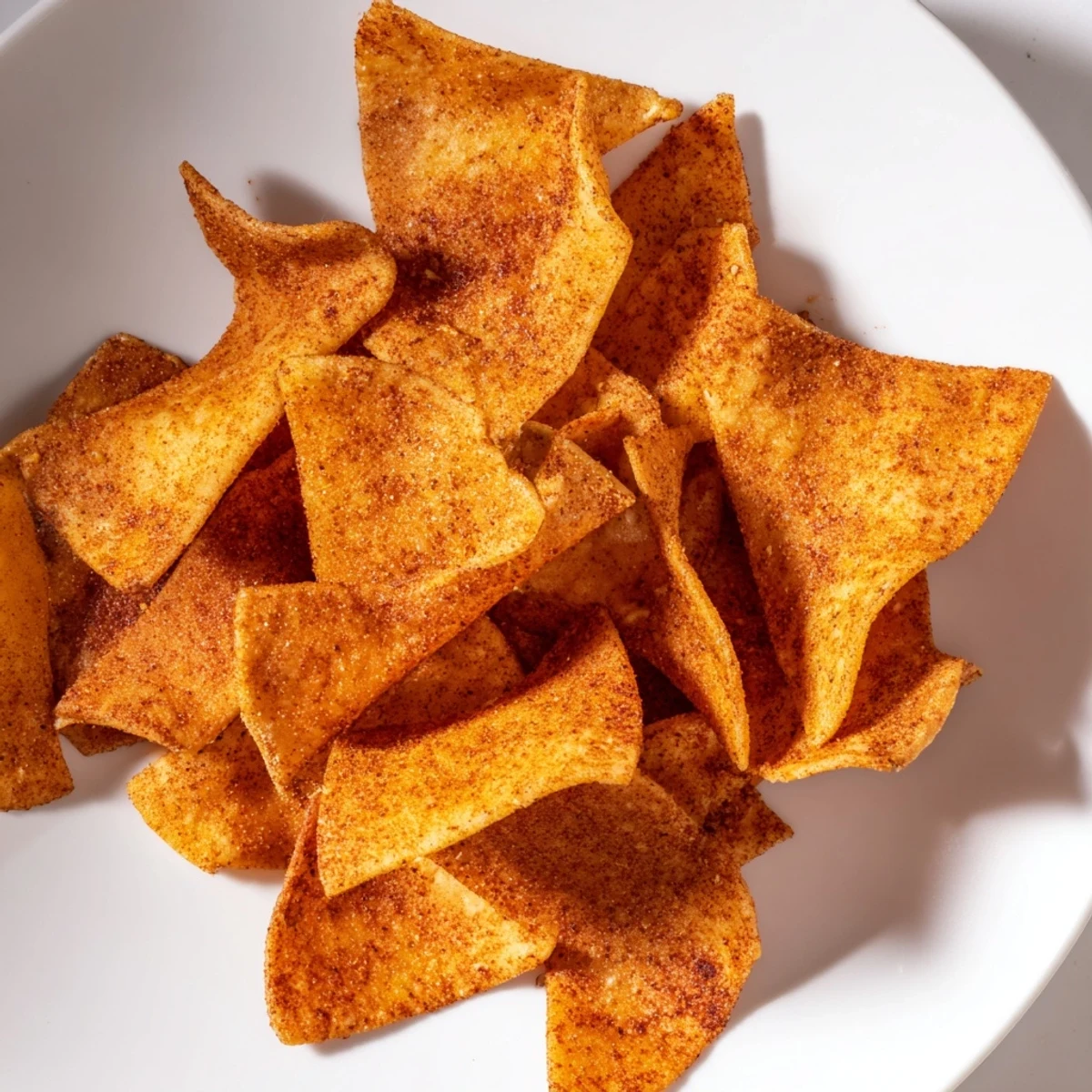 Baked chickpea chips with golden edges and smoky paprika seasoning visible