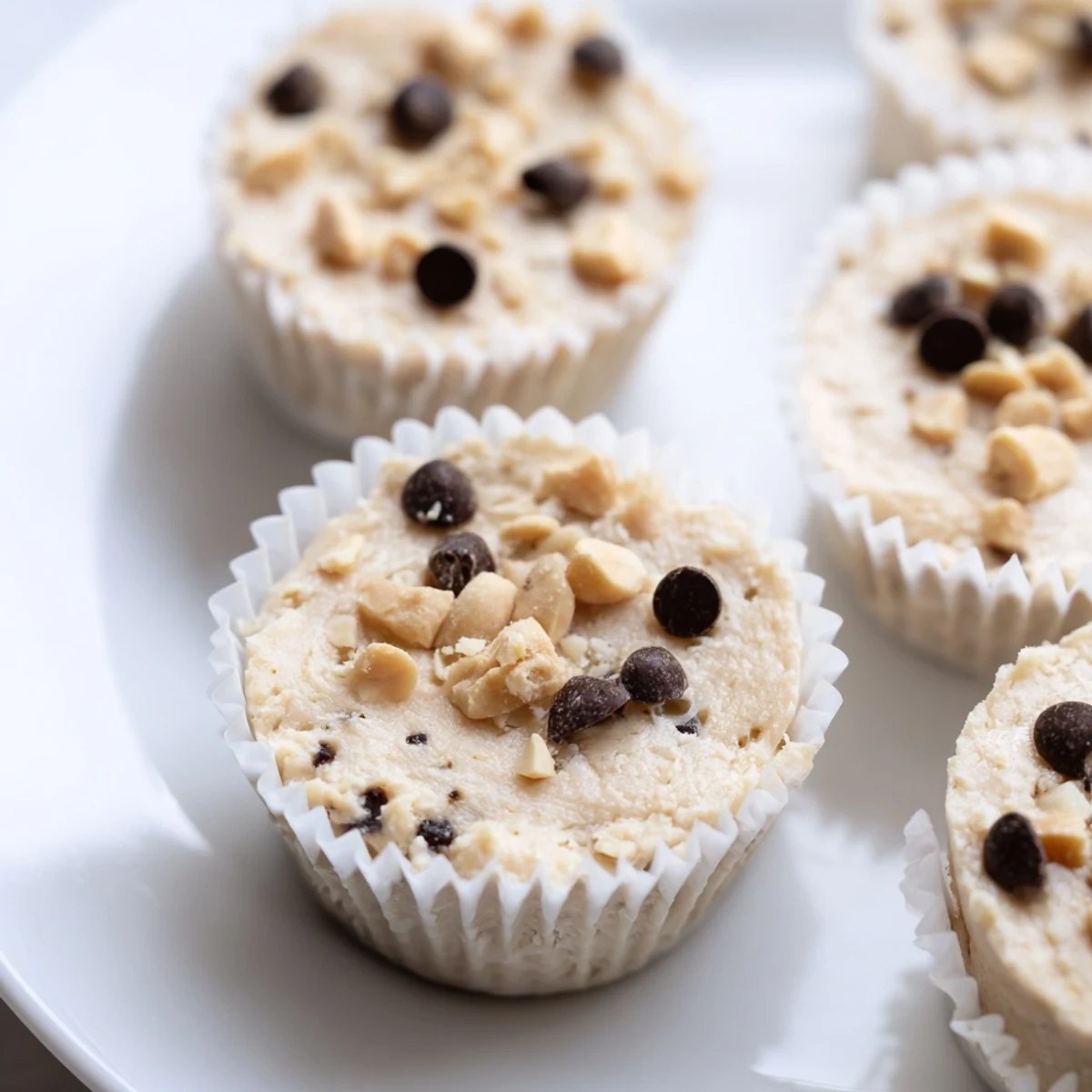 Frozen peanut butter Greek yogurt bites sprinkled with crunchy peanut pieces showing smooth creamy texture beneath the toppings