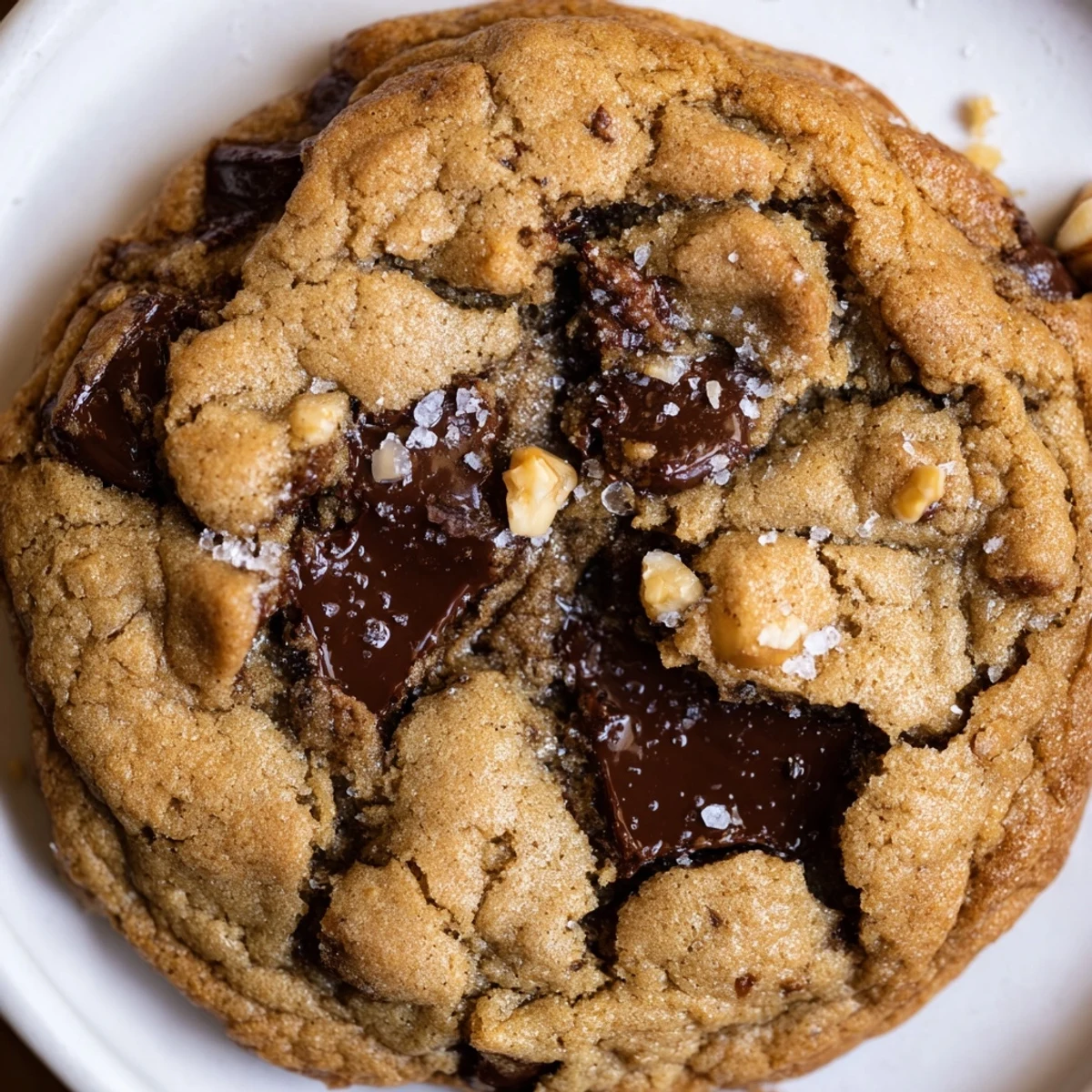 Freshly baked Brown Butter Chocolate Chip Cookies straight from oven, nutty aroma.