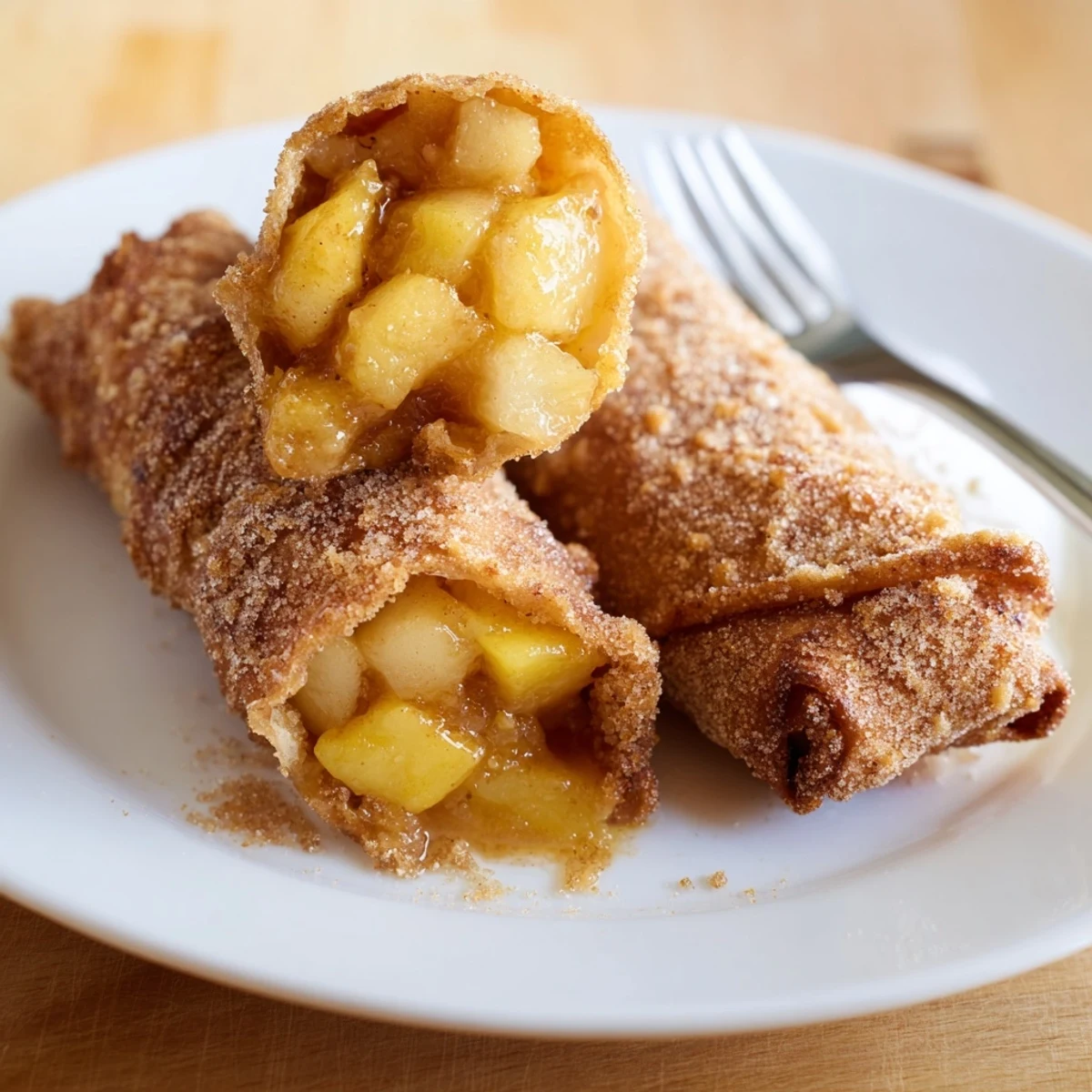 Peach Cobbler Egg Rolls reveal jammy, spiced peach filling, perfect with bourbon caramel
