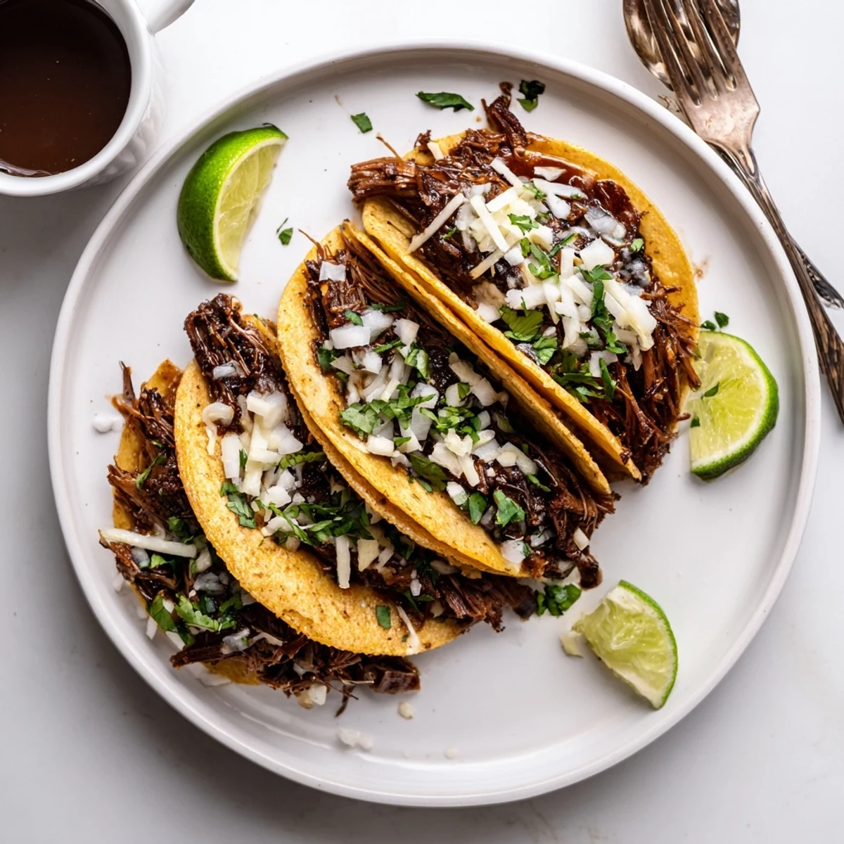 Close-up of Super Crispy Birria Tacos Recipe showing melty cheese and cilantro garnish