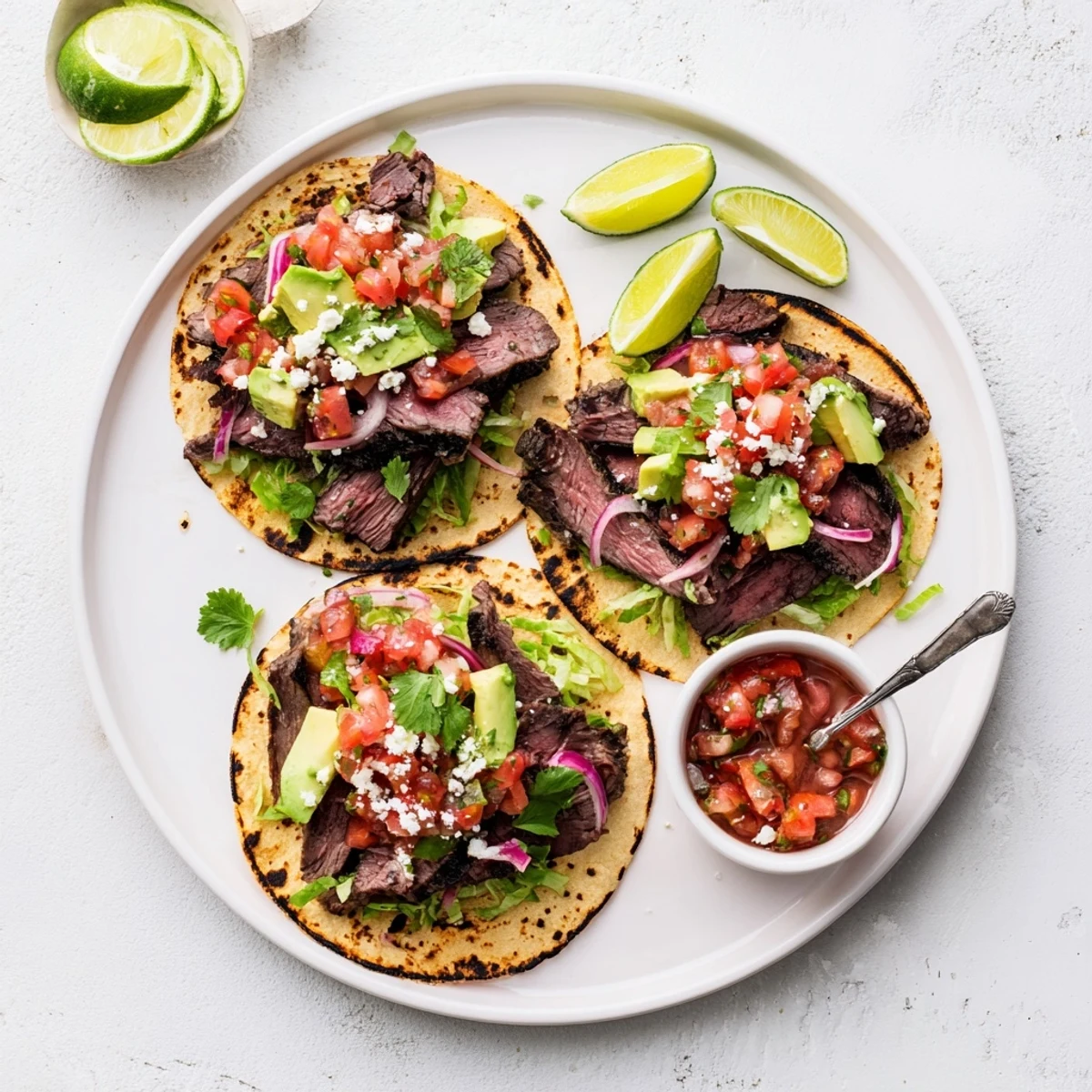 Charcoal Grilled Tacos Recipe served warm with lime wedges and zesty salsa
