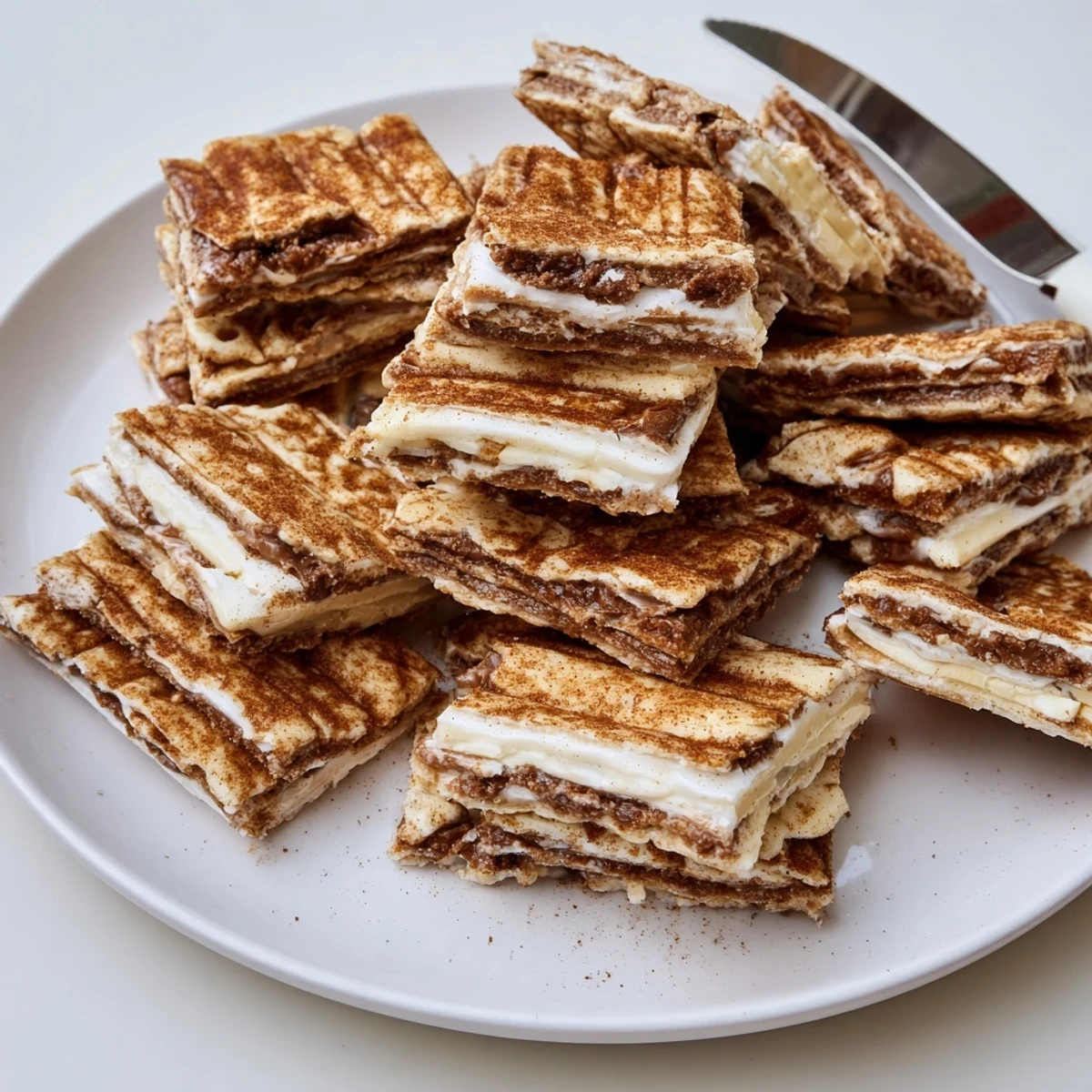 Creamy white chocolate tops crunchy Churro Saltine White Toffee broken into irresistible golden pieces