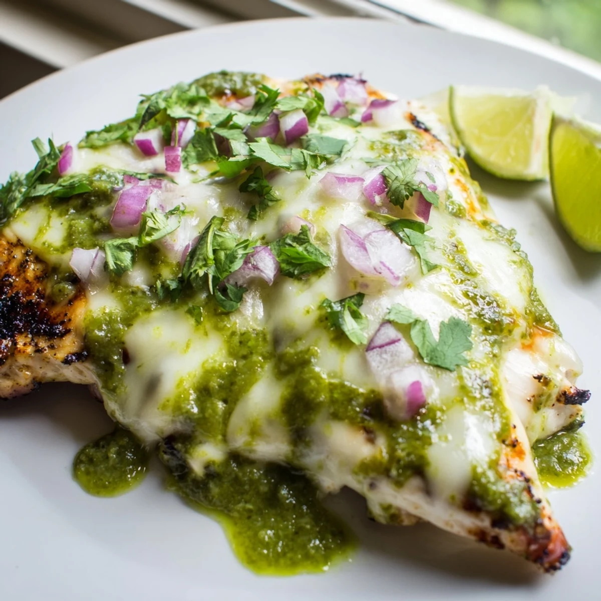 Grilled Salsa Verde Pepper Jack Chicken