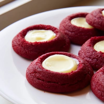 Red Velvet Thumbprint Cookies