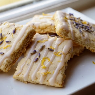 Iced Lemon Lavender Shortbread Cookies