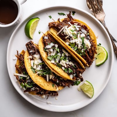 Close-up of Super Crispy Birria Tacos Recipe showing melty cheese and cilantro garnish